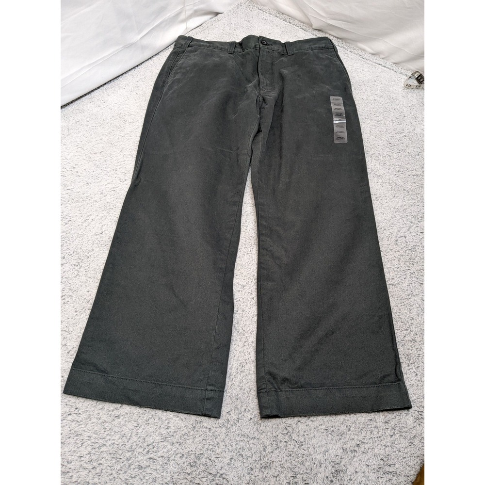 Eddie Bauer Classic Fit Pants Men 36x30 Charcoal Khaki Straight Flat Front Chino